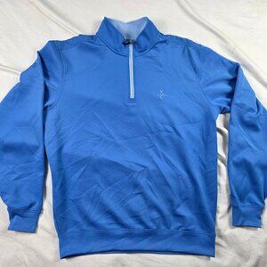 F&G Tech Mens Size Large Blue 1/4 Zip Pullover Sweater Lightweight Performance